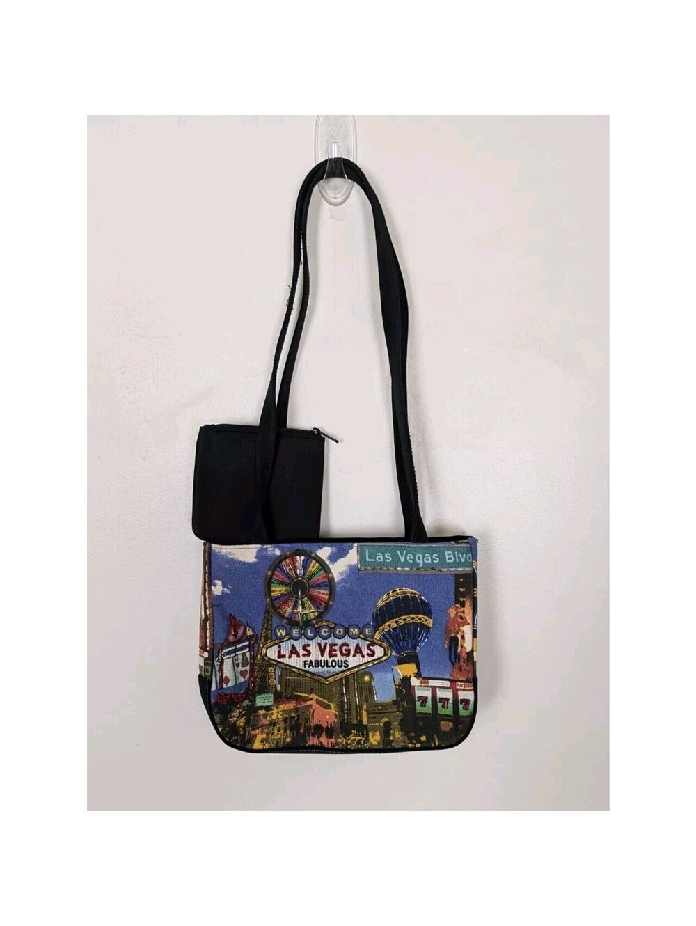 Las Vegas Sign Picture Beaded Purse Handbag Shoulder Bag With Coin Purse